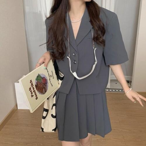 Stylish Women Skirt Suits Single Breasted Jackets & High Waist A-line Mini Skirts Set Korean Workwear Female 2 Pieces Blazer Set