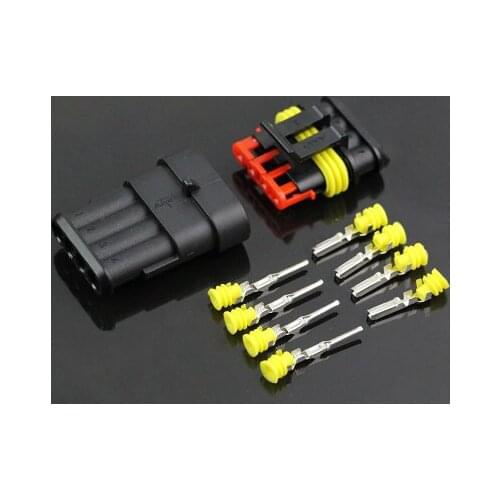 10 Set 4 Pin Waterproof Automotive Connector AMP Cable Wire Socket for Car HID Connector