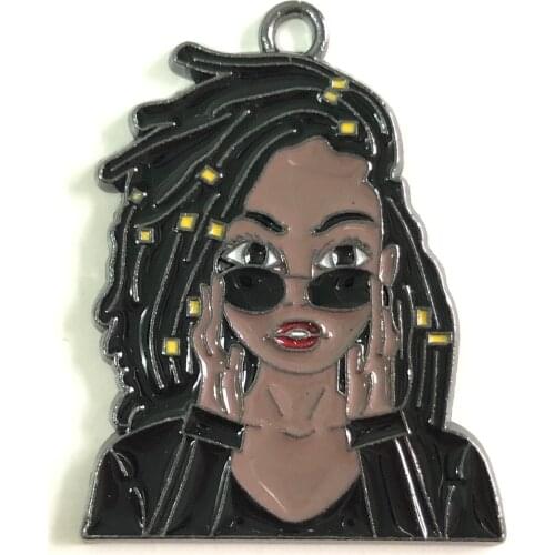 10pcs Afro Black Women Charm Pendants for Women Handmade Bracelet Necklace Keychain Jewelry Making New Items Wholesale