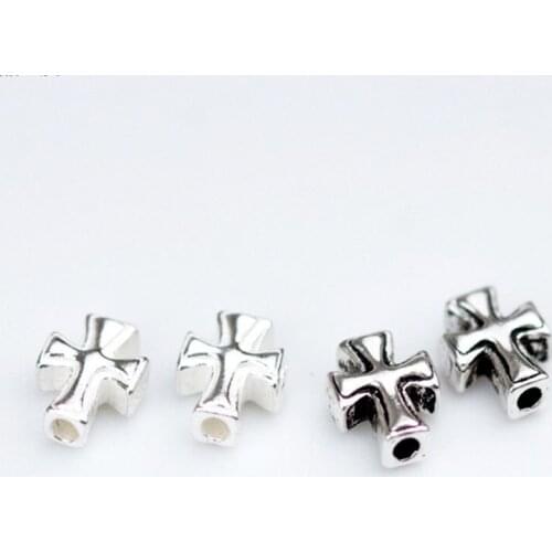 100% 925 Sterling Silver Christian Cross Spacer Beads Handmade Craft Bracelets Charm Beads DIY Silver Jewelry Making Findings