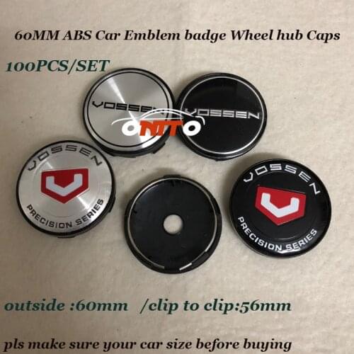 100pcs Car Emblem badge Wheel hub Cap Car Accessories For Vossen 60mm 2.36inch for logo badge Emblem Rims Wheels Covers