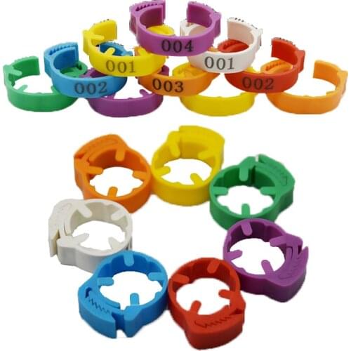 100Pcs Adjustable Chicken Foot Rings Inner Diameter Size 2~2.5cm Chicken Poultry Flexible Retractable Foot Rings 7 Colors