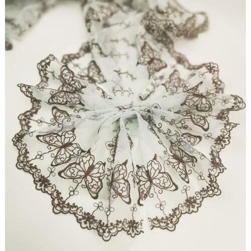 2Meters Butterfly Lace Trim Embroidered Ribbon Applique Fabric DIY Wrapping Sewing Clothing Ribbon Accessories 21cm Width