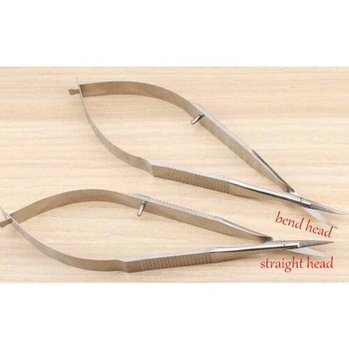 2pcs/set stainless steel Straight/bend head Ophthalmic Instruments 12.5 cm micro scissors, Microsurgical Corneal scissors