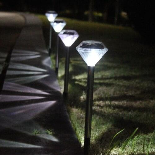 4psc RGB Diamond solar lawn light solar garden light Stainless Steel Waterproof lamp for Patio, Lawn, Yard, Pathway, Sidewalk