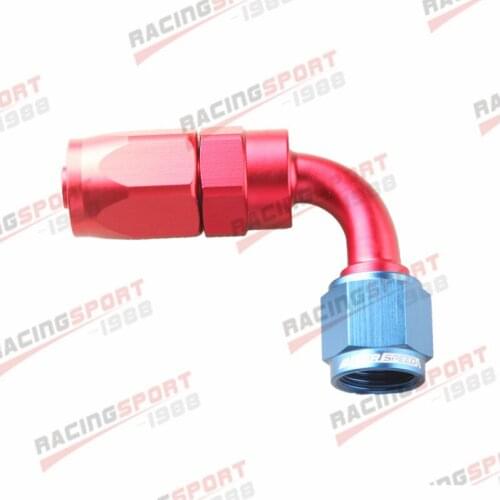 -6 AN AN6 AN-6 90 Degree Swivel Oil Fuel Line Hose End Fitting Red/Blue
