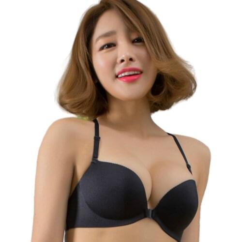 One-Piece Seamless Front Closure Cross Link Beautiful Back Push Up Bra Sexy Underwear Breathable Under Thick Cup Bralette