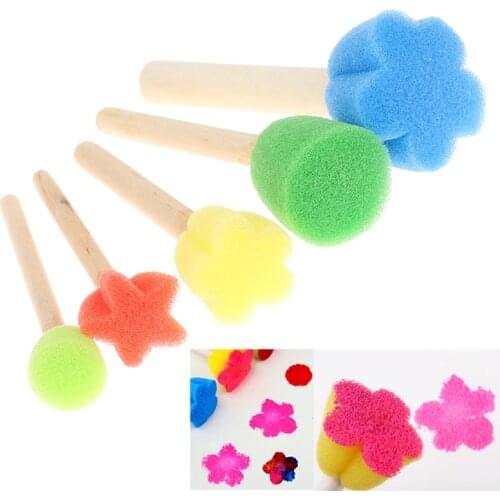 Kids Toddler Sponge Stamp Brush Kits Flower Drawing Toys for Children Paint Educational Art and Craft Creativity Boys Girls