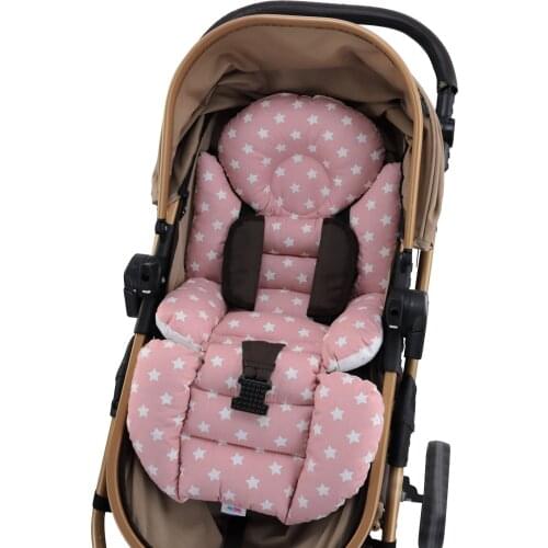 Jaju Baby Handmade, Double Sided ,Powder Color Star Fabric Baby Stroller Cushion