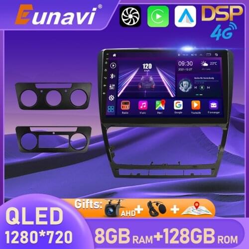 Eunavi 2 Din Android 11 Car Radio Tap Recorder Multimedia Video Player For SKODA Octavia 2 II 2008 - 2013 A5 2 Din GPS Navi DVD