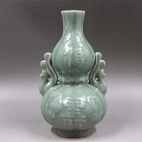 Antique SongDynasty porcelain vase,Celadon blessing gourd bottle,Hand-painted crafts,Collection&Adornment,Free shipping
