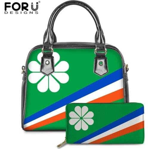 FORUDESIGNS Marshall Island Kwajalein Flag Drop Shipping Luxury Handbags Women 2020 2PCS/Set Casual Pu Leather Ladies Crossbody