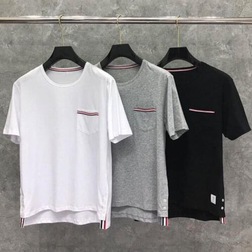 2021 Summer New Luxury T-Shirt Men Women Short Casual Clothing tb Solid Summer Couple O-neck Cotton Shirts