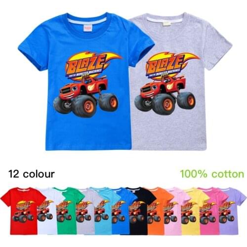 Baby Boys T-shirts Summer Kid Cartoon Blaze and the Monster Machines Short Sleeve T Shirt Cotton Tops Tees Girl Children Clothes