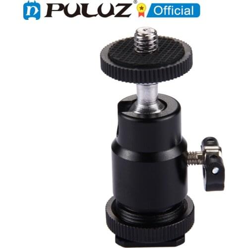 PULUZ Cold Shoe Tripod Head 1/4 inch Tripod Screw Head with Lock