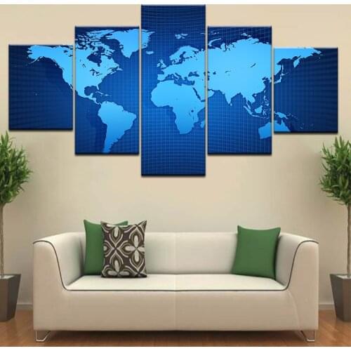 World Map Vintage Style 5 Panel/piece HD Print modern wall posters Canvas Art Painting For home living room decoration