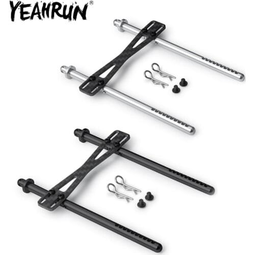 YEAHRUN Aluminum Alloy & Carbon Rear Body Post Mount with Clip for Axial SCX10 II 90046 1/10 RC Crawler Car Parts Accessories