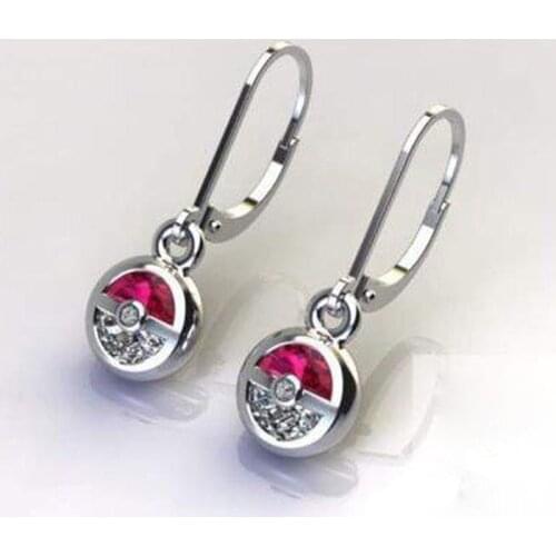 Fashion Jewelry Cute Fun Comic Pokemon Drop Earrings Inlay Red Zircon Crystal Luxury Dainty Ornaments For Women Wedding Party