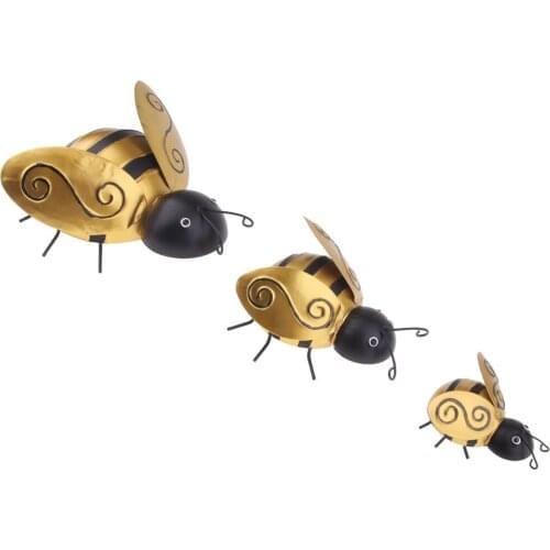 SET OF 3 Garden Bumble Bee Outdoor Indoor Garden Art Metallic NEW