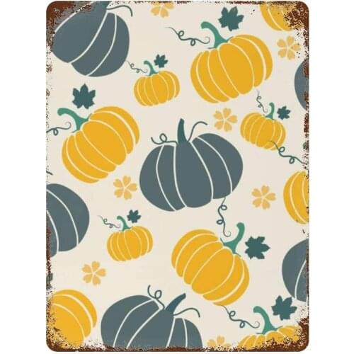 NoBrands Vintage Retro Metal Tin Sign Wall Decor Art Thanksgiving Day Golden Pumpkin Darkness Pumpkin Home Decor Plaque Poster