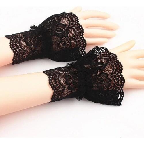Newly DIY Lace Wrist Cuff Women Girls Fake Flare Sleeves Floral Durable Elegant