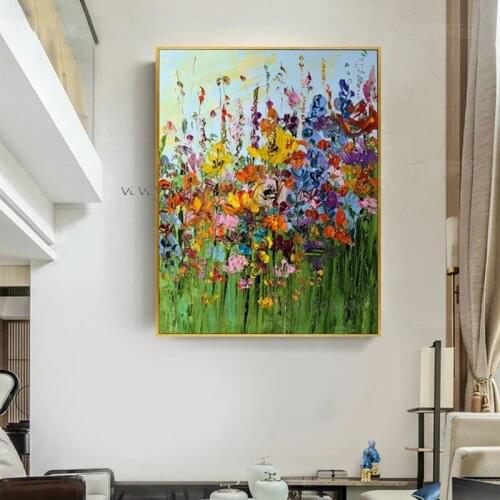 Original Hand Painted flower oil Painting Modern art on Canvas wall Picture for Living Room Home Decoration Thick knife painting