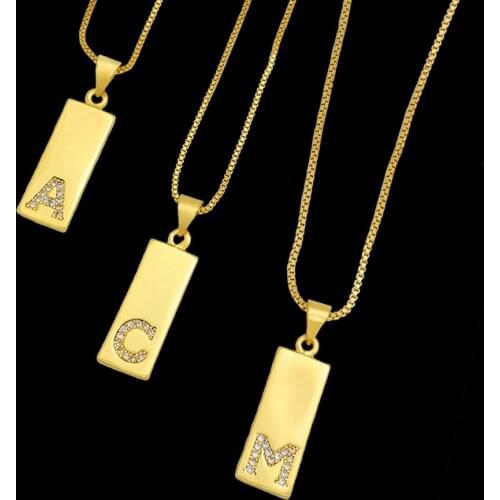 New Alphabet Pendant Necklace for Women Girls Minimalist Gift Cubic Zirconia Initial Name Letter Jewelry collar iniciales
