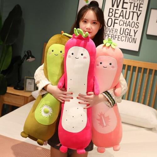 80/110CM Kawaii Long Strip Fruit Pillow Cartoon Soft Stuffed Plush Toys Home Decoration Cushion Girl Gift