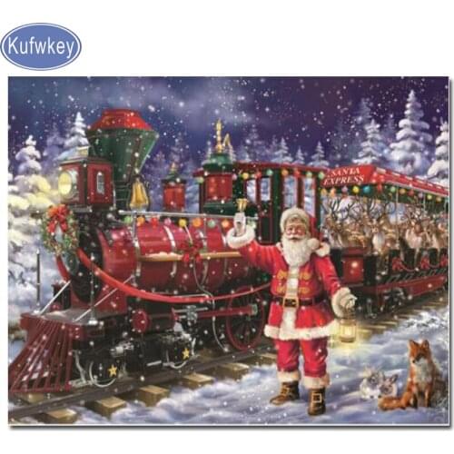 Full Square&round 5D DIY Diamond Painting Christmas scenery train snow Diamond Embroidery sale Cross Stitch Mosaic Sticker Gift