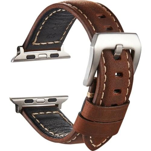 Genuine Leather Handmade Straps For Apple Watch Band Series SE/6/5/4/3/2/1 38mm 42mm Strap For iWatch 44mm 40mm Watchband