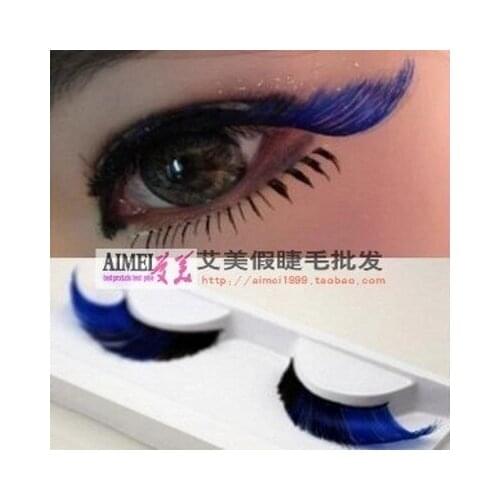 Stage photography Artistic modeling manual Black and blue Eye tail elongated style Exaggerated false eyelashes