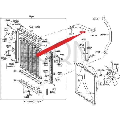 Radiator hose 2007-Toy ota LAN DCR UIS ER water tank upper water pipe parking brake oil pipe connecting pipe oil supply pipe