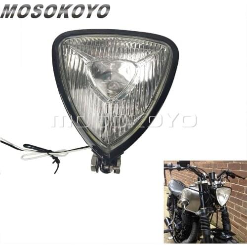 Motorcycle Triangle Headlight H3 12V 55W Front Lamp for Cafe Racer Bobber Chopper