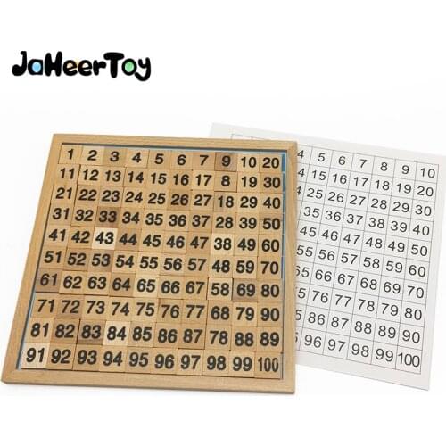 JaheerToy Montessori Teaching Aids 1-100 Digital Cognition Baby Wooden Toys Mathematics Teaching 6-7-8 Years Old for Kids