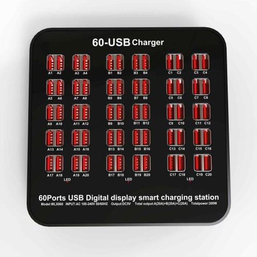 USB Charging 60 Multi Ports USB Hub Adapter For iPhone Smart Phone carregador de celular Wall Charger Fast Charging Station