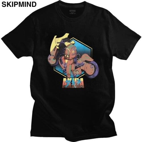 Vintage Akira T Shirt for Men Distressed Short Sleeve Neo Tokyo Tshirt Anime Movie Shotaro Kaneda Casual Cotton Tee Merchandise