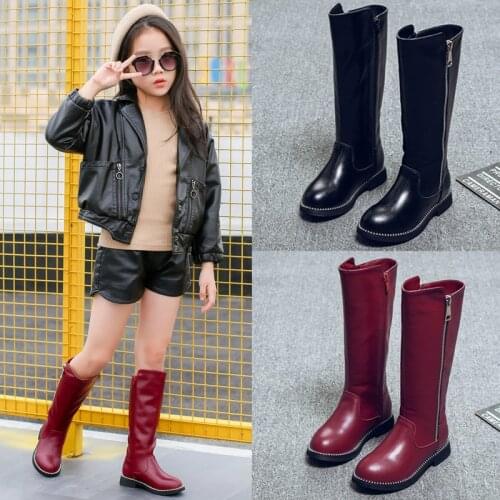 Girls High Boots 2020 Winter Shoes Girl Genuine Leather Boots Knee-High Childrens Snow Boots Girls Princess Long Boots
