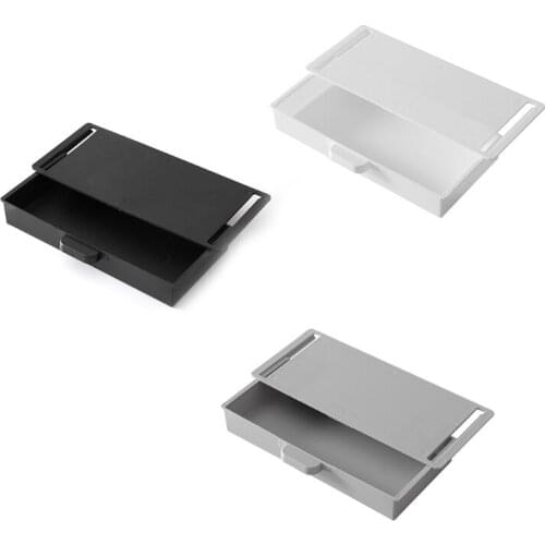 P8DE Under Desk Drawer Adhesive Organizer Hidden Desktop Storage Box Home Pen Holder