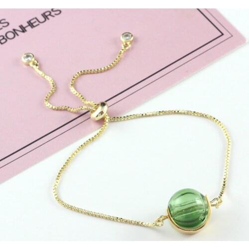 1PC Murano Glass Essential Oil ball Gold Bracelet Chain with diffuser Hole Perfume Women Bracelets