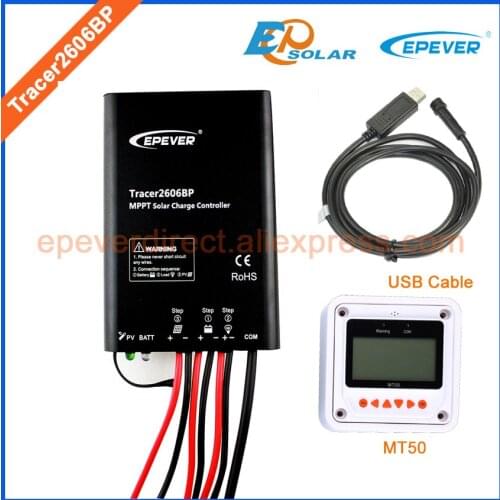 10A 10amp Tracer2606BP MPPT solar tracking controller with MT50 meter not apply for lithium battery and USB communicaiton cable