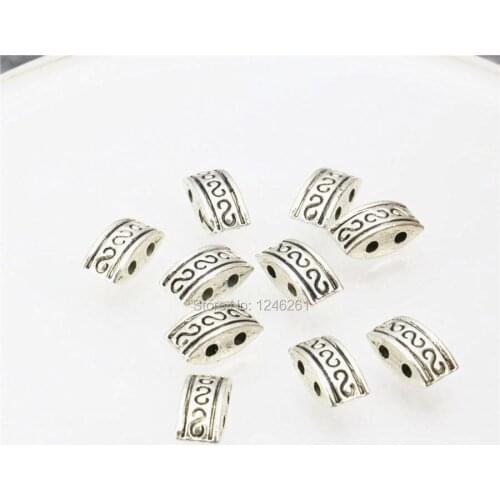 10PCS Double Hole Carved Lucky DIY Loose Finding Accessories Pendant Wholesale Girl Jewelry Making Design 5x10mm Bracelet Button