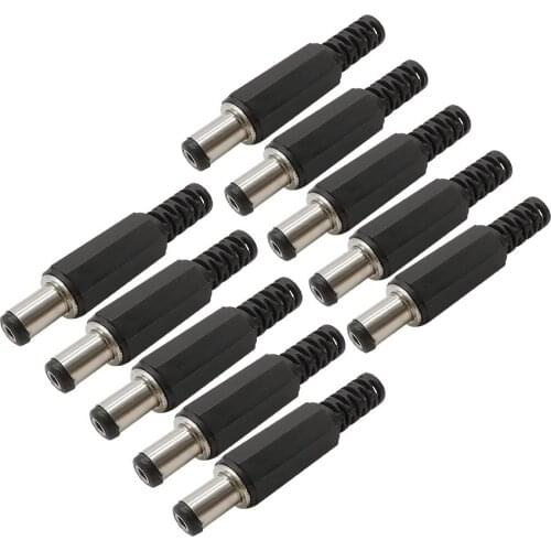 10PCS 5.5x2.1mm DC Power Male Plug Connector 5.5*2.1mm DC Power Plug Jack Socket Welding Line Wire Terminals Adapter