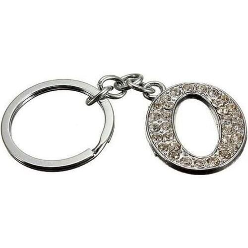 120pcs/lot Crystal Rhinestone Alphabet Keyring Letter Key Ring Chain Unisex Keychain