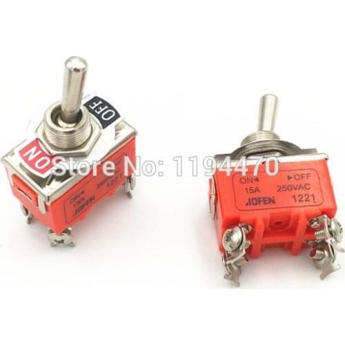 2pcs Latching Toggle Switch 1221 4-Pins 2 Position ON-OFF DPST Maintained 15A 250VAC with Waterproof Cap 12mm Mounting Hole