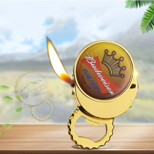 2021 Creative multifunctional beer bottle opener lighterFunny metal open flameUnusual lighterCreative and cool man gadget