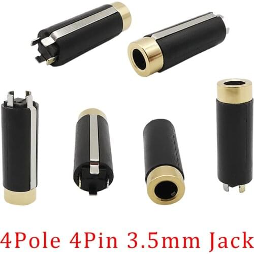20/10/5 Pcs 4 Pole 3.5mm Stereo Audio Female Jack Socket Connectors Mini 4 pin 3.5mm Jack Earphone Solder Video DIY Adapter