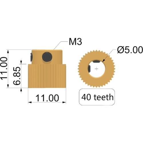5Pcs 3D Printer Extrusion Wheel Brass Gear Wheel 40 Tooth Gear for CR-10 Ender-3 K3KB