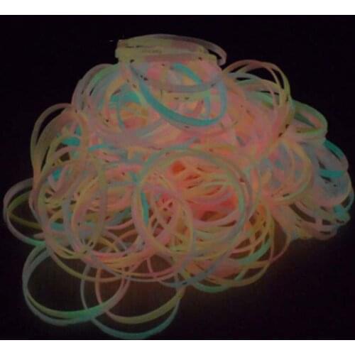1Piece Fluorescent Color Exquisite Simple Movement Letter Luminous Silicone Elastic Rubber Bracelet Hair Band Rubber Band