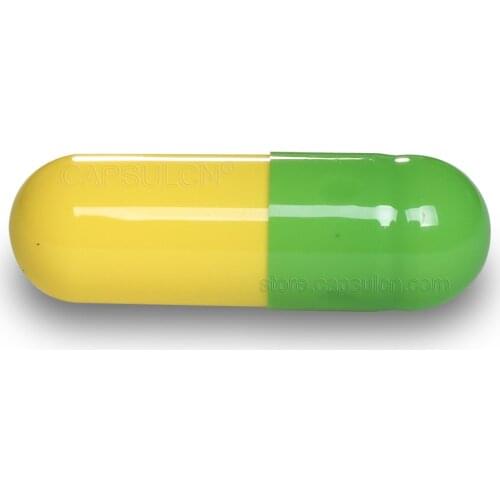 5000 Pieces / Carton, Size 00, Empty Joined Gelatin Capsules For Capsule Filler Machines Apple Green and Yellow Colored