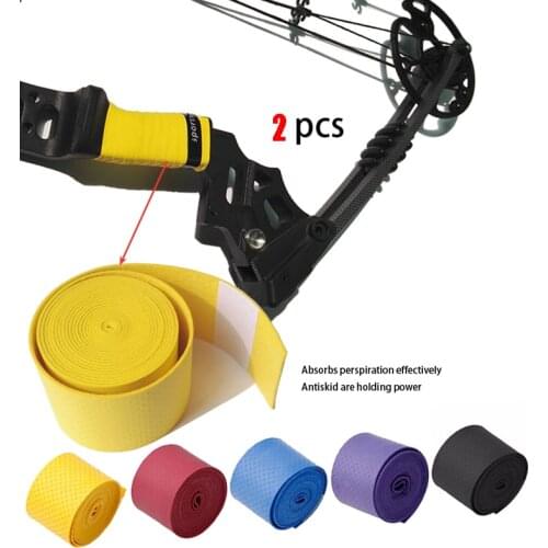2 PCS Anti-slip Absorb Sweat Band Stretchy Handle Grip Bow Riser Tape Band Rope Wrap for Archery Compound Recurve Bow Crossbow